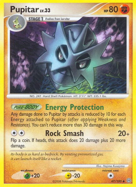 Pupitar trading card from Stormfront Pupitar - Stormfront Pokémon trading card