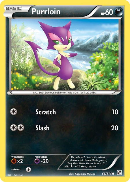 Purrloin trading card from Black and White Purrloin - Black and White Pokémon trading card
