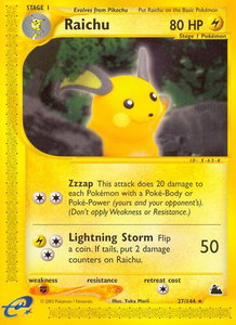 Raichu (27) - Skyridge (SK) #027/144 - Rare Pokémon Trading Card
