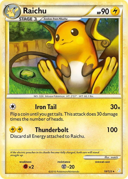 Raichu - HeartGold SoulSilver Pokémon trading card