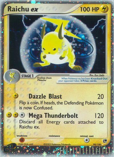 Raichu ex trading card from Sandstorm Raichu ex - Sandstorm Pokémon trading card