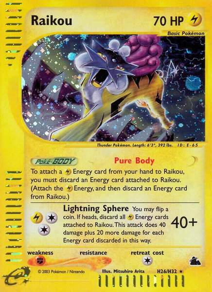 Raikou (H26) - Skyridge Pokémon trading card