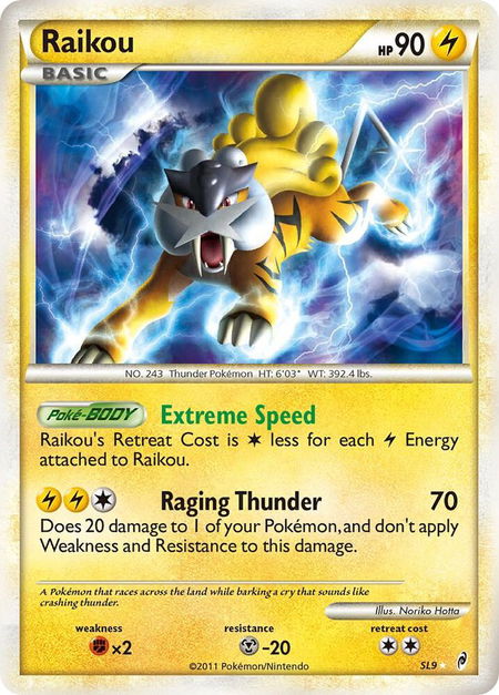 Raikou (Shiny) trading card from Call of Legends Raikou (Shiny) - Call of Legends Pokémon trading card