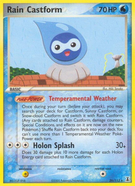 Rain Castform trading card from Delta Species Rain Castform - Delta Species Pokémon trading card