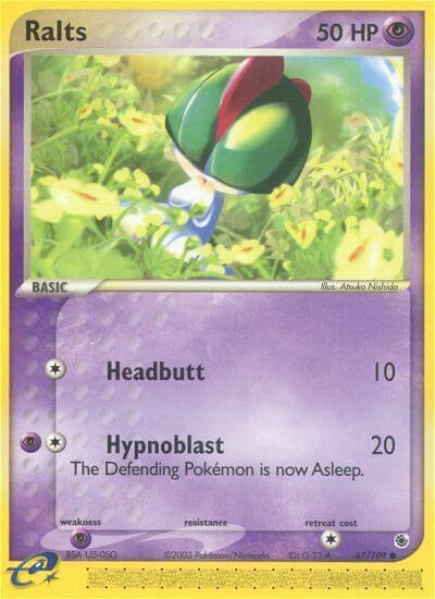 Ralts - 67/109 trading card from Ruby and Sapphire Ralts - 67/109 - Ruby and Sapphire Pokémon trading card