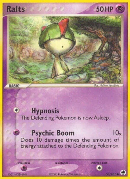 Ralts trading card from Dragon Frontiers Ralts - Dragon Frontiers Pokémon trading card