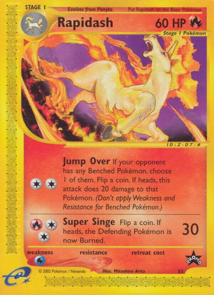 Rapidash (51) trading card from WoTC Promo Rapidash (51) - WoTC Promo Pokémon trading card