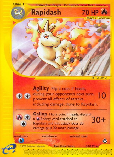Rapidash trading card from Aquapolis Rapidash - Aquapolis Pokémon trading card
