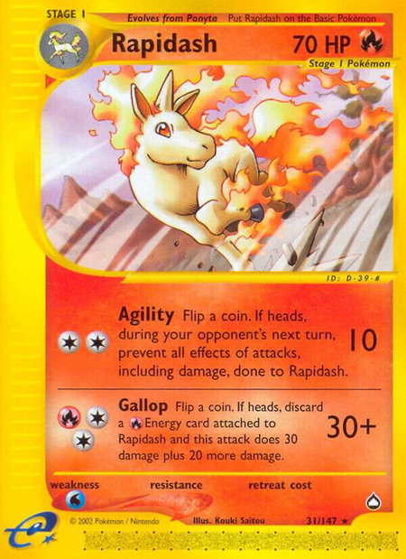 Rapidash - Aquapolis Pokémon trading card