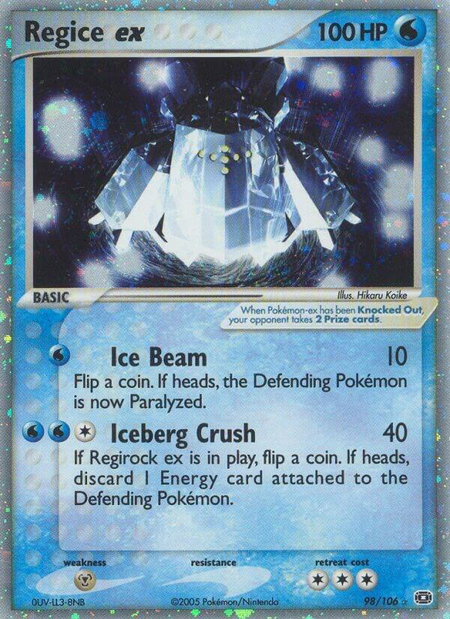 Regice ex - Emerald Pokémon trading card