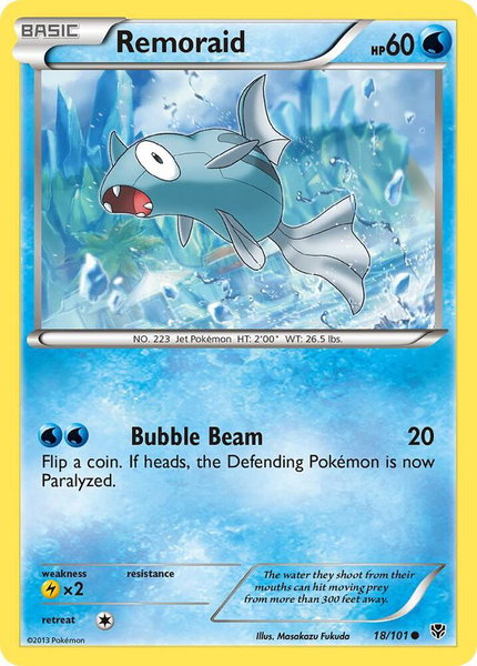 Remoraid trading card from Plasma Blast Remoraid - Plasma Blast Pokémon trading card