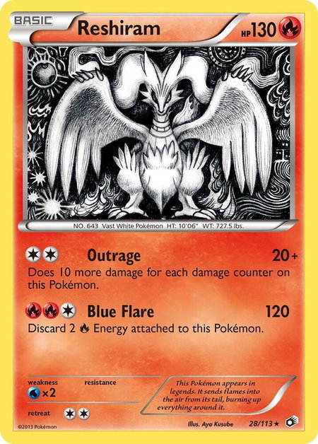 Reshiram trading card from Legendary Treasures Reshiram - Legendary Treasures Pokémon trading card