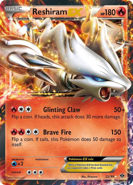 Reshiram EX - Next Destinies Pokémon trading card