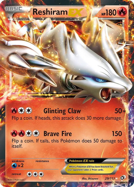 Reshiram EX trading card from Legendary Treasures Reshiram EX - Legendary Treasures Pokémon trading card