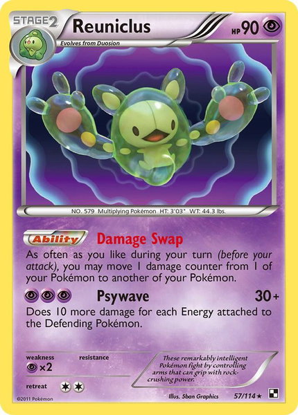 Reuniclus trading card from Black and White Reuniclus - Black and White Pokémon trading card