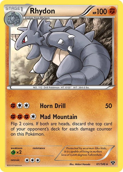 Rhydon trading card from XY Base Set Rhydon - XY Base Set Pokémon trading card