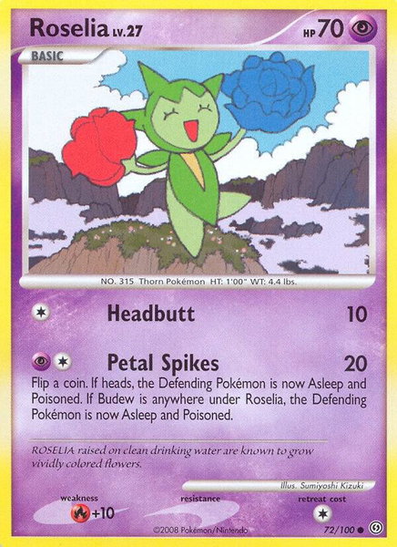 Roselia trading card from Stormfront Roselia - Stormfront Pokémon trading card