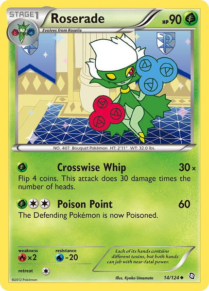 Roserade (14) trading card from Dragons Exalted Roserade (14) - Dragons Exalted Pokémon trading card