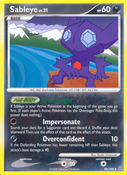 Sableye trading card from Stormfront Sableye - Stormfront Pokémon trading card