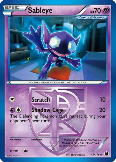 Sableye (Team Plasma) - Plasma Freeze Pokémon trading card
