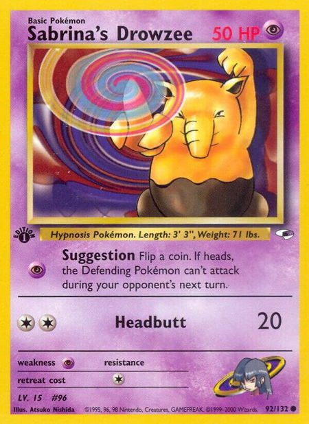Sabrina's Drowzee - Gym Heroes Pokémon trading card