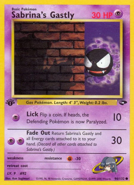 Sabrina's Gastly (96) - Gym Challenge Pokémon trading card