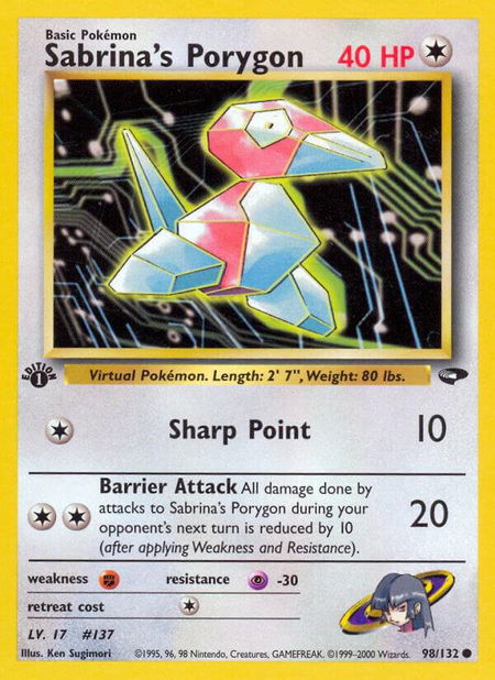 Sabrina's Porygon - Gym Challenge Pokémon trading card