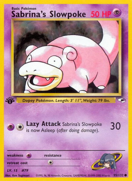 Sabrina's Slowpoke trading card from Gym Heroes Sabrina's Slowpoke - Gym Heroes Pokémon trading card