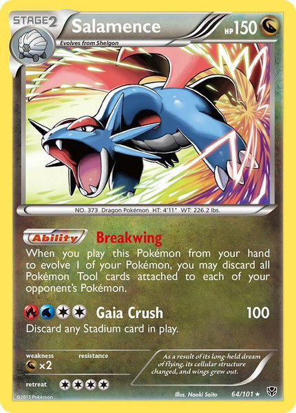 Salamence trading card from Plasma Blast Salamence - Plasma Blast Pokémon trading card