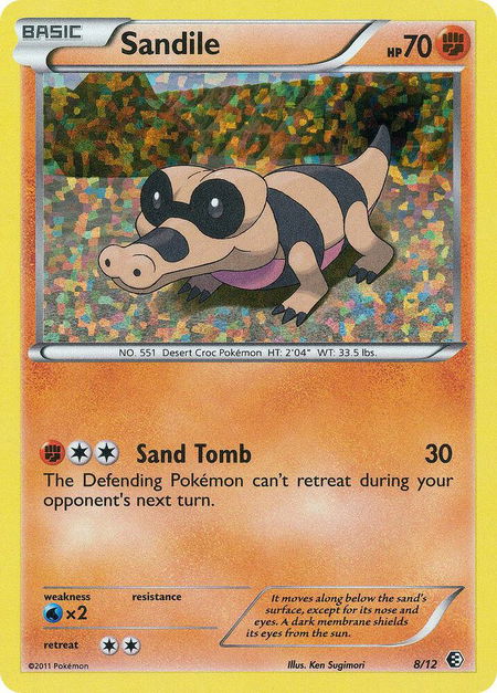 Sandile - 8/12 trading card from McDonald's Promos 2011 Sandile - 8/12 - McDonald's Promos 2011 Pokémon trading card
