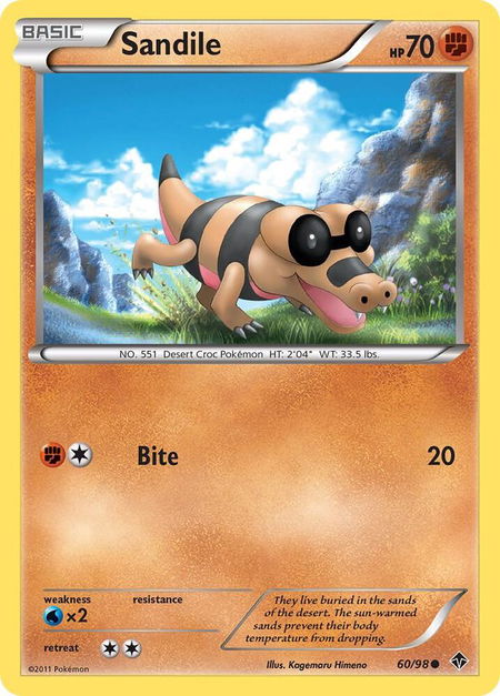 Sandile trading card from Emerging Powers Sandile - Emerging Powers Pokémon trading card