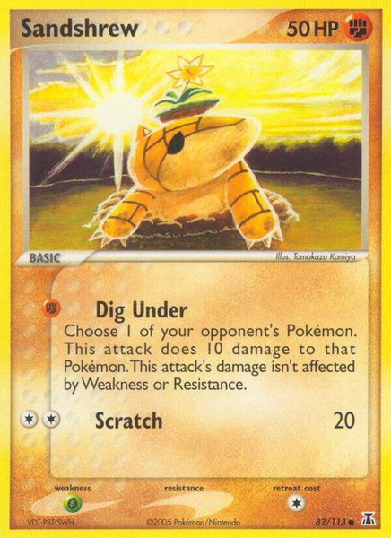 Sandshrew trading card from Delta Species Sandshrew - Delta Species Pokémon trading card