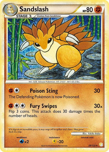 Sandslash trading card from HeartGold SoulSilver Sandslash - HeartGold SoulSilver Pokémon trading card
