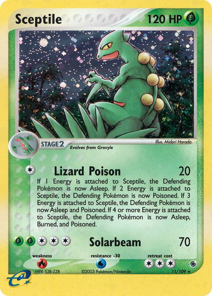 Sceptile - 11/109 trading card from Ruby and Sapphire Sceptile - 11/109 - Ruby and Sapphire Pokémon trading card