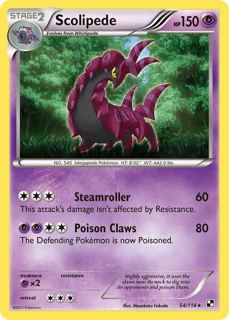 Scolipede trading card from Black and White Scolipede - Black and White Pokémon trading card