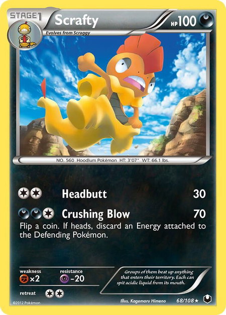 Scrafty - Dark Explorers Pokémon trading card