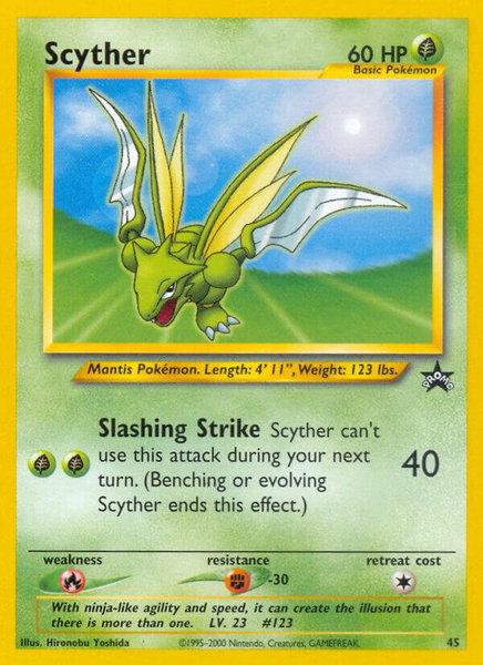 Scyther trading card from WoTC Promo Scyther - WoTC Promo Pokémon trading card