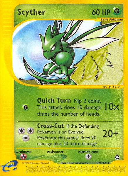 Scyther (57) - Aquapolis Pokémon trading card
