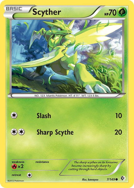 Scyther trading card from Boundaries Crossed Scyther - Boundaries Crossed Pokémon trading card