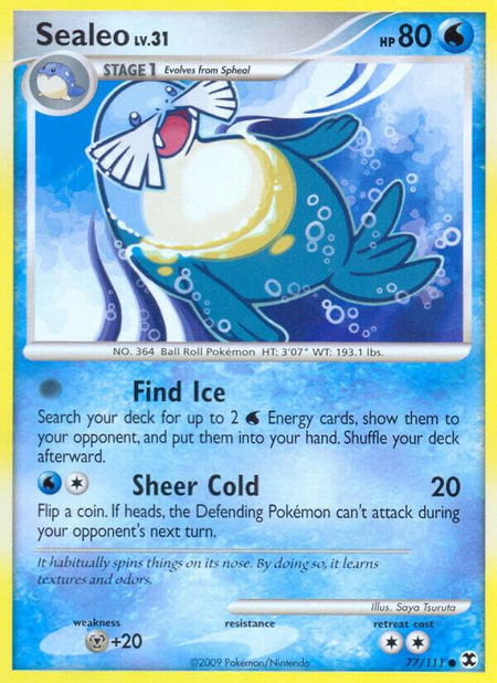 Sealeo trading card from Rising Rivals Sealeo - Rising Rivals Pokémon trading card