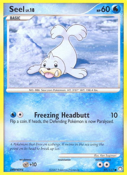 Seel trading card from Mysterious Treasures Seel - Mysterious Treasures Pokémon trading card