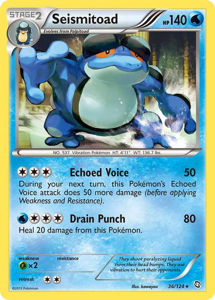 Seismitoad trading card from Dragons Exalted Seismitoad - Dragons Exalted Pokémon trading card