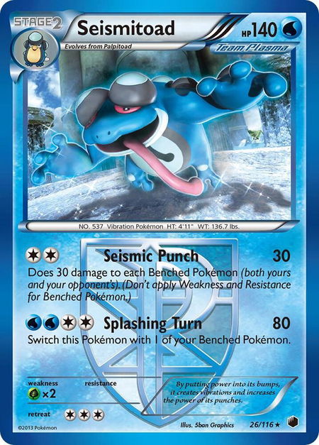 Seismitoad (Team Plasma) - Plasma Freeze Pokémon trading card