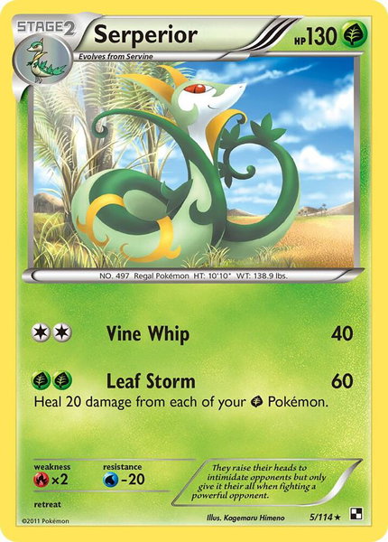 Serperior (5) - Black and White Pokémon trading card