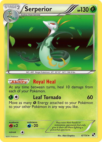 Serperior (6) trading card from Black and White Serperior (6) - Black and White Pokémon trading card