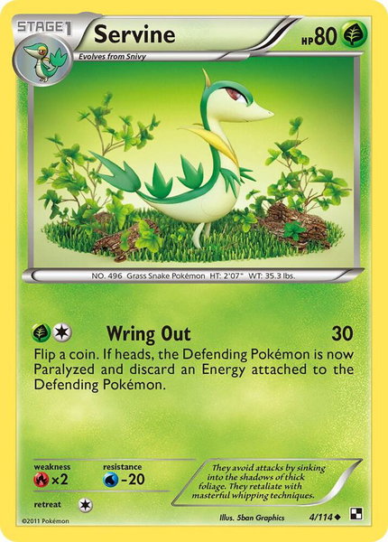 Servine (4) - Black and White Pokémon trading card