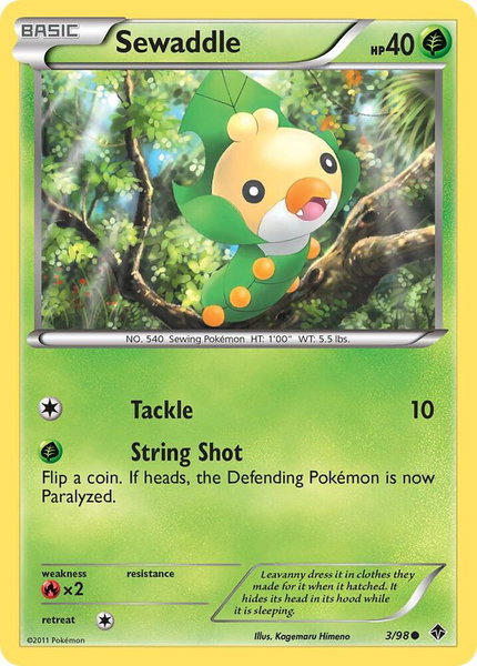 Sewaddle (3) - Emerging Powers Pokémon trading card