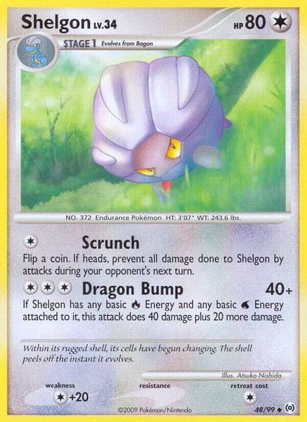 Shelgon trading card from Arceus Shelgon - Arceus Pokémon trading card