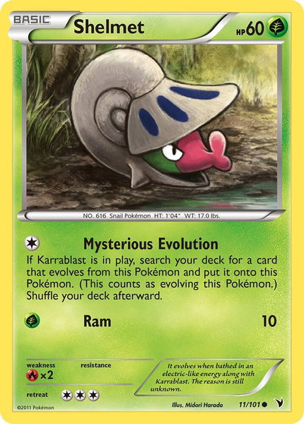 Shelmet trading card from Noble Victories Shelmet - Noble Victories Pokémon trading card