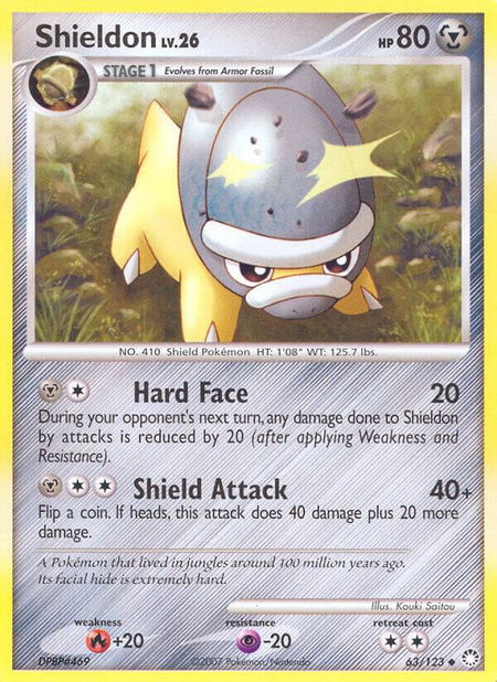 Shieldon trading card from Mysterious Treasures Shieldon - Mysterious Treasures Pokémon trading card